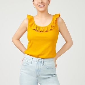 NWT J. Crew Ruffle-neck Ribbed Tank Top